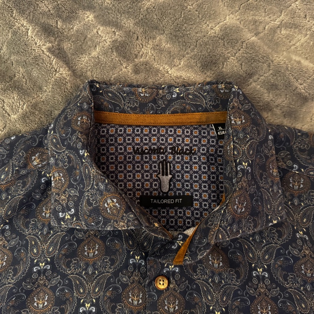 Elegant Paisley Dress Shirt in Blue and Brown